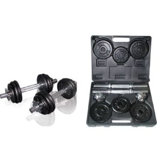 SET 15KG POIDS EN FONTE + HALTERES AVEC ETUI 